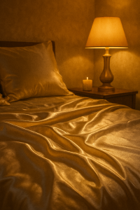 "روتختی ابریشمی براق در نور ملایم، انتخابی لوکس در ترندهای کالای خواب 1404" 