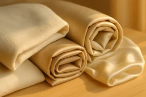 نمای نزدیک بافت پنبه، ساتین و ابریشم برای انتخاب روتختی ایده آل با کیفیت و تنفس‌پذیری بالا