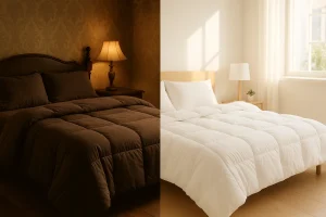 مقایسه لحاف لایت سبک و روشن با لحاف سنتی سنگین و تیره؛ تفاوت در وزن، راحتی و طراحی برای تجربه خواب بهتر 