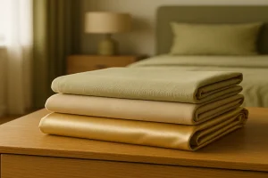 نمای واقعی سه نوع پارچه محبوب روتختی در سال ۲۰۲۵؛ پنبه‌ای ضدحساسیت، میکروفایبر بادوام و ساتن براق طلایی