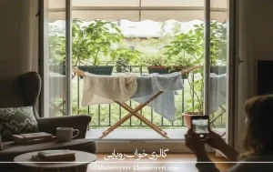 خشک کردن شال‌ها پس از شستشوی شال مبل به روش صحیح در فضای روشن و دور از نور مستقیم آفتاب 