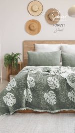 روتختی طرح برگ فورست | ست سه‌تکه لوکس مناسب تخت دو نفره - تصویر 4