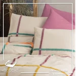 ست کاور دونفره ۶ تکه پنبه کتان Puff Nakisli Bellini Pembe در رنگ ها و طرح های متنوع - تصویر 6