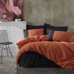 ست کاور دونفره ۴ تکه پنبه‌کتان مدل Plain ترک