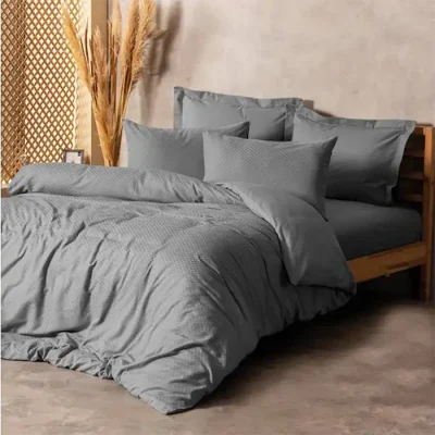 ست کاور دونفره ۴ تکه پنبه‌کتان مدل Plaid ترک