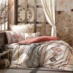 ست کاور دونفره ۴ تکه پنبه‌کتان مدل Ethnic ترک