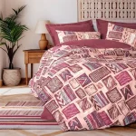 ست کاور دونفره ۴ تکه پنبه‌کتان مدل Ethnic ترک