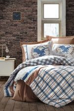 ست کاور دونفره ۴ تکه پنبه‌کتان مدل Masculine Cotton Box ترک ضد حساسیت