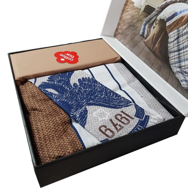 ست کاور دونفره ۴ تکه پنبه‌کتان مدل Masculine Cotton Box ترک ضد حساسیت - تصویر 2
