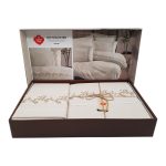 ست کاور دو نفره Cotton Keten – Kaneli لوکس ۶ تکه - تصویر 6