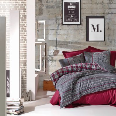 ست کاور دونفره ۴ تکه پنبه‌کتان مدل Masculine Cotton Box ترک ضد حساسیت