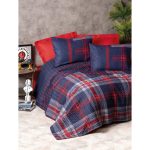 ست کاور دونفره ۴ تکه پنبه‌دوزی مدل Masculine Abel Kirmizi - تصویر 2